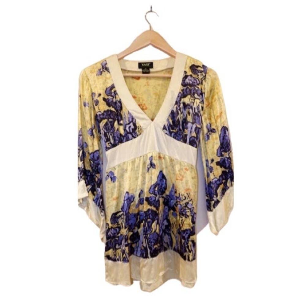 YASB 100% silk yellow waist band blouse